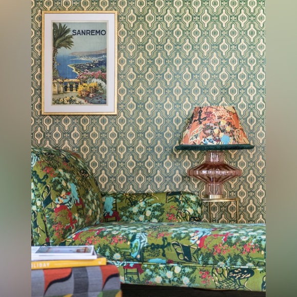 Anthropologie Mind The Gap Palloncini Verde Wallpaper New Green Beige Geometric - Picture 1 of 6
